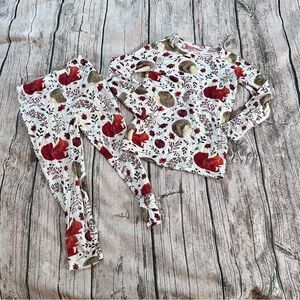 Posh Peanut Bamboo Woodland Creature Pajama Set - Red and Cream Size 3t